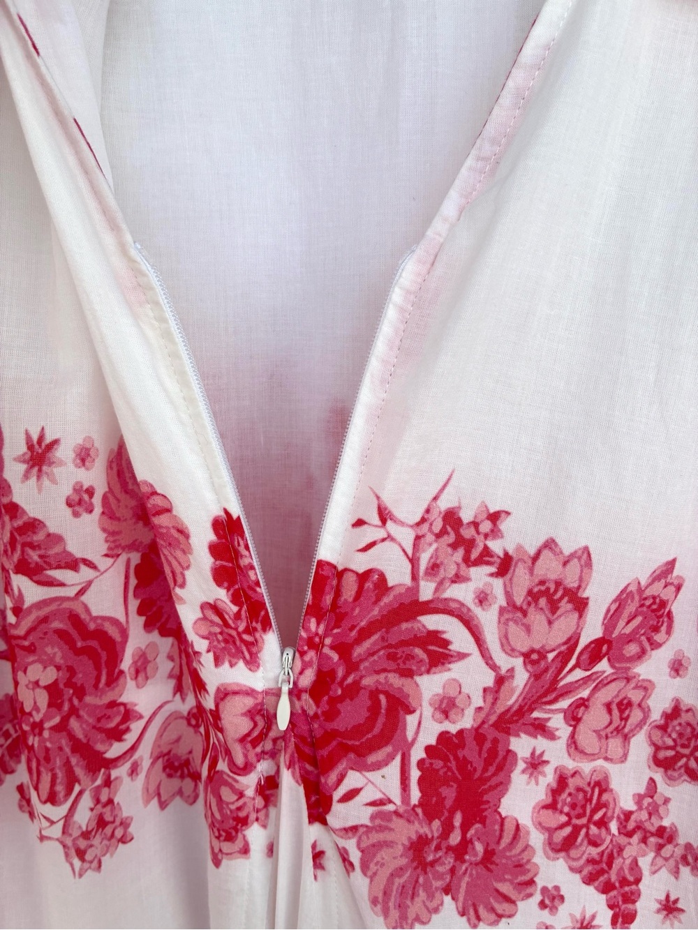 Dizzy Lizzy Montauk Dress White Pink Floral Cotton Puff Sleeve Midi Size S - Picture 8 of 8